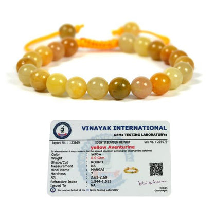 Certified Natural Single Line Stone Macrame Nylon Cord Adjustable 8 mm Bracelet for Unisex