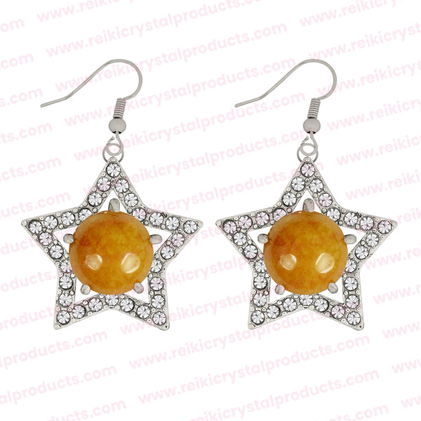 Natural Crystal Stone Star Shape Earrings for Girls Women
