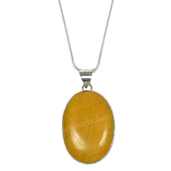 Natural Yellow Jasper Oval Crystal Pendant Jewelry