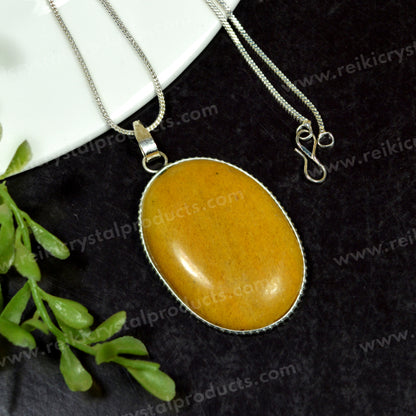 Healing Yellow Jasper Stone Pendant with Chain