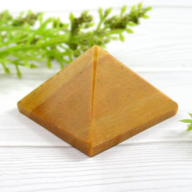 Yellow Jasper crystal pyramid for desk and meditation use