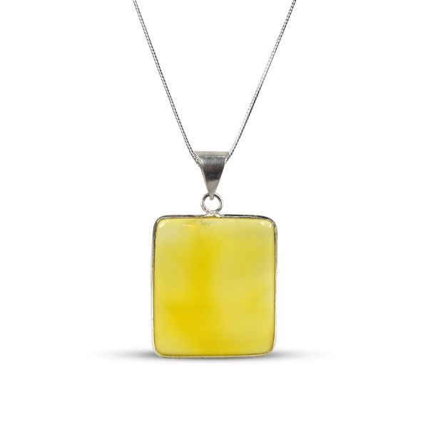 AAA Quality Yellow Onyx Square Pendant With Chain