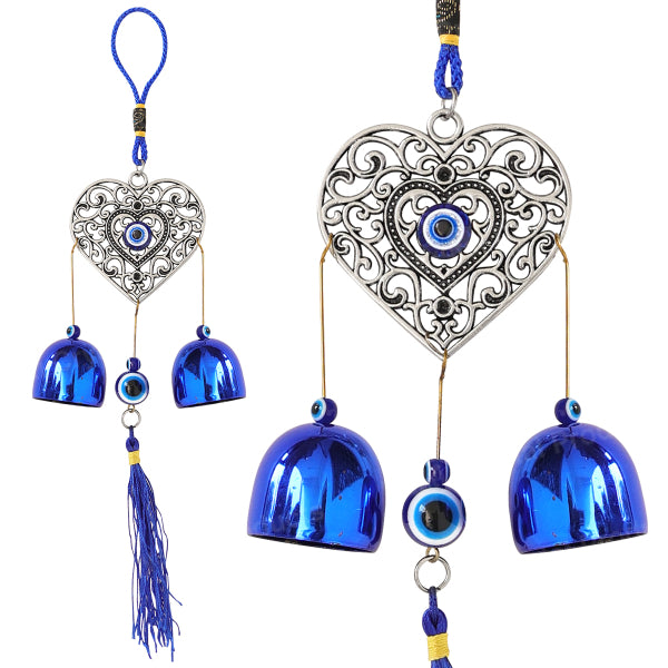 Feng Shui Heart Evil Eye Wind Chime Hanging for Window Balcony Decor Home Door Decoration