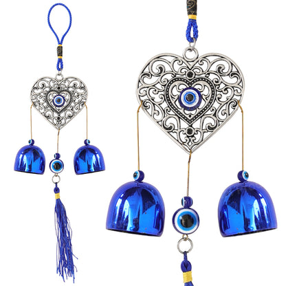 Feng Shui Heart Evil Eye Wind Chime Hanging for Window Balcony Decor Home Door Decoration