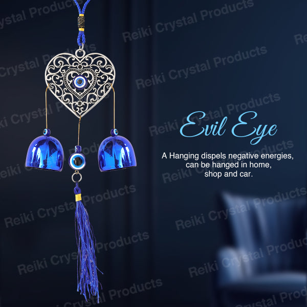 Feng Shui Heart Evil Eye Wind Chime Hanging for Window Balcony Decor Home Door Decoration