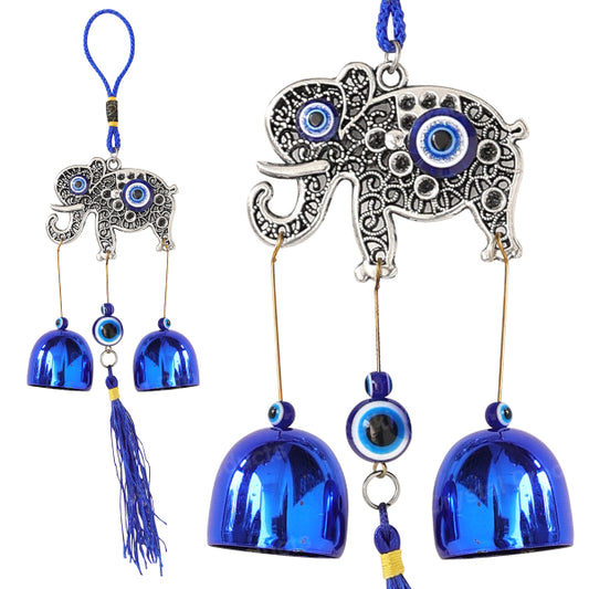 Feng Shui Elephant Evil Eye Wind Chime Hanging for Window Balcony Decor Home Door Decoration