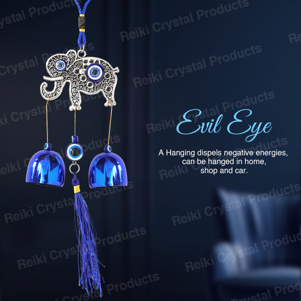 Feng Shui Elephant Evil Eye Wind Chime Hanging for Window Balcony Decor Home Door Decoration