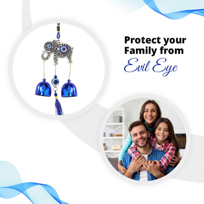 Feng Shui Elephant Evil Eye Wind Chime Hanging for Window Balcony Decor Home Door Decoration