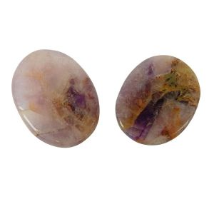 Natural Worry Stone Palm Stone Crystal Cabochons Oval Shape for Reiki Healing and Crystal Healing Stone Pack of 2 