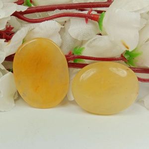 Golden Quartz Worry -Palm Stone Oval Shape Cabochons Pack of 2 pc