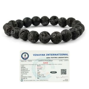 Certified Lava 10 mm Round Bead Bracelet 