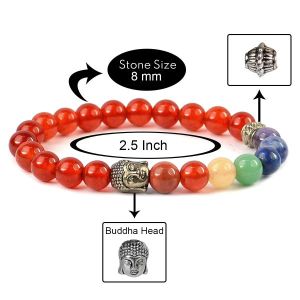 Red Onyx With 7 Chakra Buddha Head Bracelet