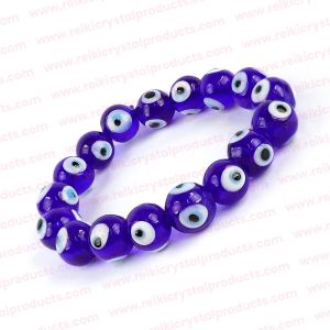 Blue Evil Eye 12 mm Round Bead Bracelet