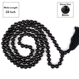 Black Agate 8 mm 108 Round Bead Mala