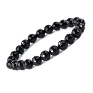 Black Onyx 8 mm Faceted Bead Bracelet