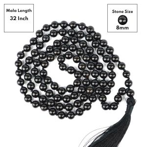Black Onyx 8 mm 108 Round Bead Mala