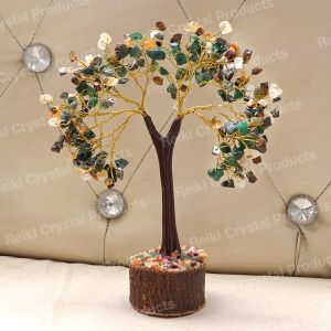 Natural Crystal Wealth Tree Crystal Stone Tree 200 Bead Chip Tree For Wealth Money Decorative Showpiece