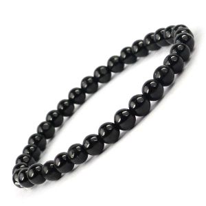 Black Tourmaline 6 mm Round Bead Bracelet