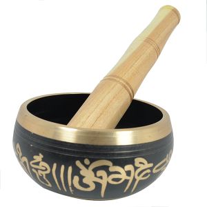 Black Singing Bowl 4 Inch with Wooden Stick