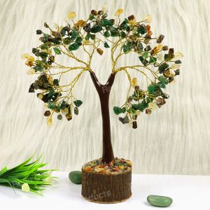 Natural Crystal Wealth Tree Crystal Stone Tree 300 Bead Chip Tree For Wealth Money Decorative Showpiece