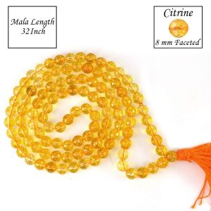 Citrine 8 mm Faceted Bead Mala
