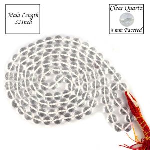 Clear Quartz 8 mm Faceted Bead Mala