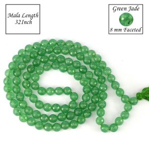 Green Jade 8 mm Faceted Bead Mala