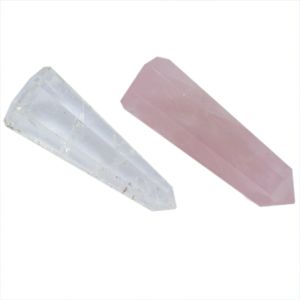 Shiv Shakti Pair Clear Quartz & Rose Quartz Crystal Natural Pencils (Pack-2)