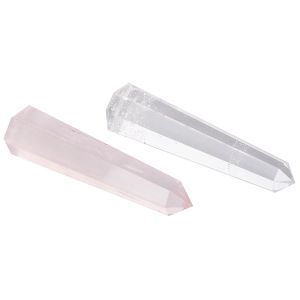 Shiv Shakti Pair Clear Quartz & Rose Quartz Crystal Natural Pencils (Pack-2)