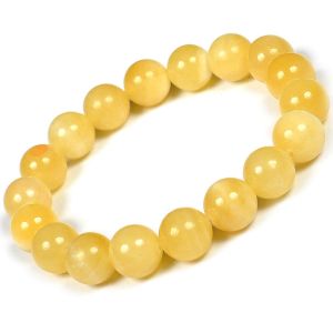 Yellow Calcite 10 mm Round Bead Bracelet