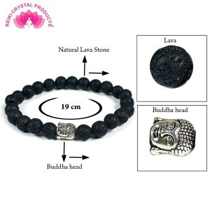 Lava Bracelet 8 mm Beads with Buddha Head Bracelet 