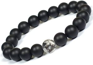 Black Onyx with Howlite Combination 10 mm Bead Bracelet