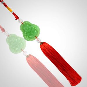 Car Decoration Hanging Accessories Feng Shui Green Jade Finish (Synthetic) Laughing Buddha for Car, Home