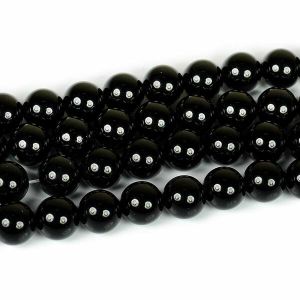 Black Tourmaline 8 mm Round Loose Beads for Jewelery Making Bracelet, Necklace / Mala