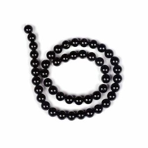 Black Onyx 8 mm Round Loose Beads for Jewelery Making Bracelet, Necklace / Mala