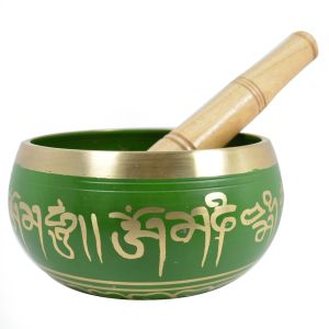 Green Singing Bowl 3.5 Inch with Wooden Stick