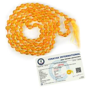 Certified Citrine 6 mm 108 Round Bead Mala with Certificate