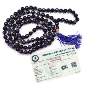 Certified Goldstone Blue 6 mm 108 Round Bead Mala with Certificate