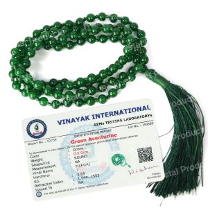 Certified Green Aventurine 6 mm 108 Round Bead Mala with Certificate