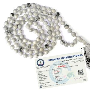 Certified Howlite 6 mm 108 Round Bead Mala with Certificate
