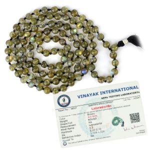 Certified Labradorite 6 mm 108 Round Bead Mala with Certificate