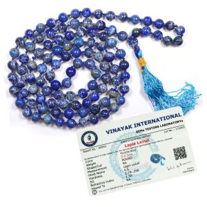 Certified Lapis Lazuli 6 mm 108 Round Bead Mala with Certificate