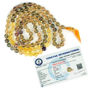 Certified Multi Fluorite 6 mm 108 Round Bead Mala with Certificate