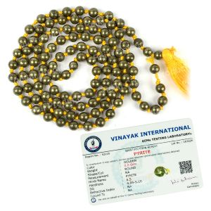 Certified Natural Pyrite 6 mm 108 Round Bead Mala