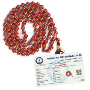 Certified Red Jasper 6 mm 108 Round Bead Mala with Certificate