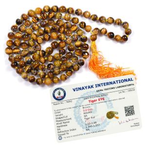Certified Tiger Eye 6 mm 108 Round Bead Mala with Certificate