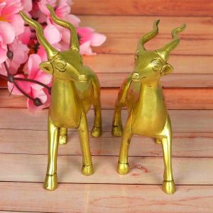 Pair of Standing Brass Deer Statue for Showpiece for Home/Office Décor and Gift