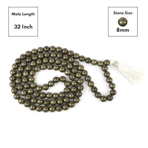 Pyrite 8 mm Round Bead Mala / Necklace