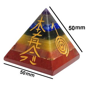 7 Chakra Bonded Reiki Symbol Engraved Pyramid 50 mm Approx