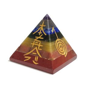 7 Chakra Bonded Reiki Symbol Engraved Pyramid 30 mm Approx